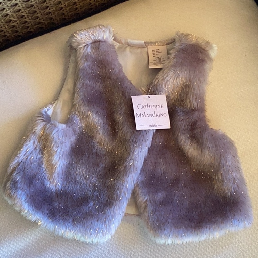 NWT Catherine Malandrino Kids Faux Fur Vest - Grey